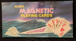 Vintage Kling Magnetic Playing Cards & Game Board Windproof Made Usa