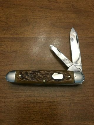 Vintage Pal Cutlery Co Made In U.  S.  A.  2 Blade Jack Knife 3 5/16 " Clsd - Bone Hdl