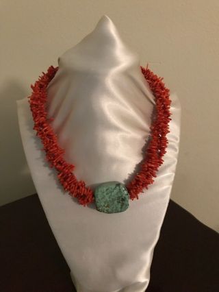 Vintage Natural Mediterranean Coral Beads Three Strand Necklace