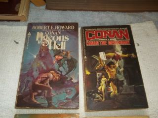 4 Fantasy Fiction,  Paperbacks,  Vintage ACE & others.  Robert Howard,  Conan,  Kull 2
