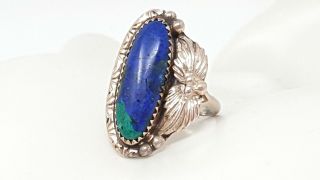 Vintage Sterling Silver Lapis Zuni Signed Mp Ring Size 8 1/2