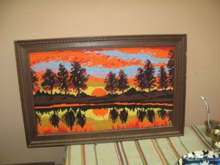 Vintage Hand Made Stitched Needlepoint Framed 14 " X 22 " - 11 " X 19 "