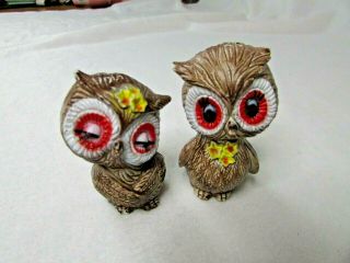 Vintage Adorable Ceramic Owl Salt And Pepper Shaker Figurines 3 Inch