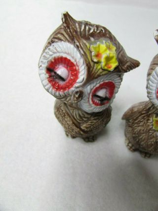 Vintage Adorable Ceramic Owl Salt and Pepper Shaker Figurines 3 inch 2