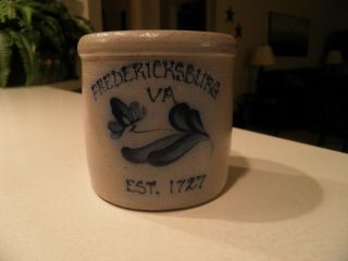 Vintage Rockdale Union Stoneware Salt Glazed Crock Fredricksburg Va Est 1727
