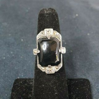 Vintage Sterling Silver Black Onyx Ring Size 5