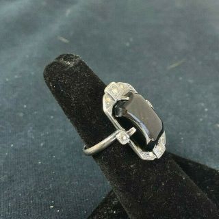 Vintage Sterling Silver Black Onyx Ring Size 5 2