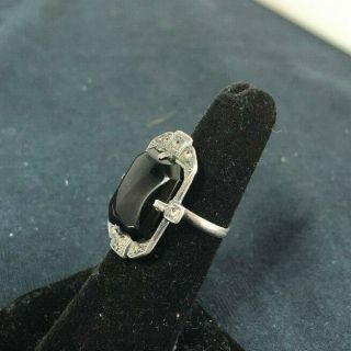 Vintage Sterling Silver Black Onyx Ring Size 5 3