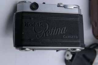 Kodak Retina IIA 35mm Rangefinder Film Camera w/ Case & Flash Unit 4