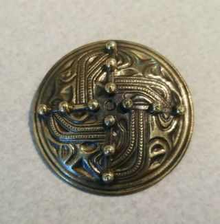 Vintage Kalevala Koru Finland Large Bronze Brooch Pin Signed Old Stock Nos