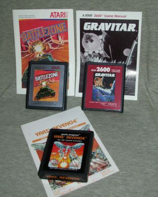 Vintage Atari 2600 Battlezone Gravitar Yars 