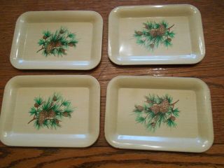 4 Vintage Metal Pinecone Snack Trays 1940s Or 1950s 541