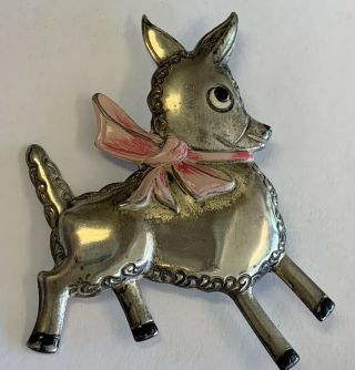 Vintage Estate Signed Coro Craft Sterling Silver Mule Donkey Burro Brooch Pin