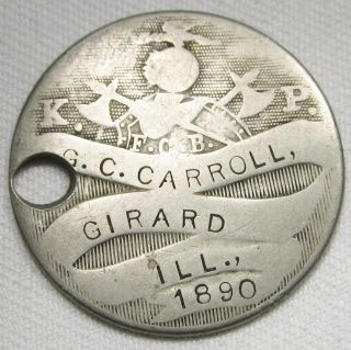 Vintage Knights Of Pythias Membership Token 1890 Girard,  Il Medal Ae903