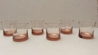 6 Vintage Pink Depression Glass Swirl 8 Oz Cocktail/juice Glasses