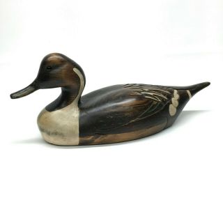 Vintage Signed Tom Taber Wood Carved Pintail Duck Decoy