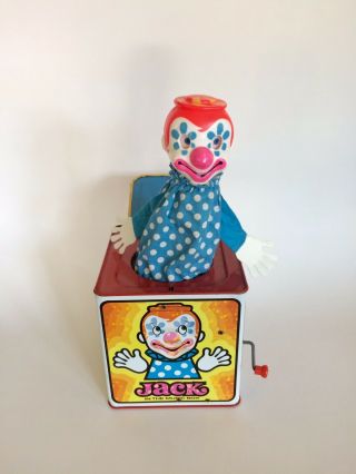 Mattel Vintage 1971 Jack In The Box Musical Pop Up Clown Wind Up Toy