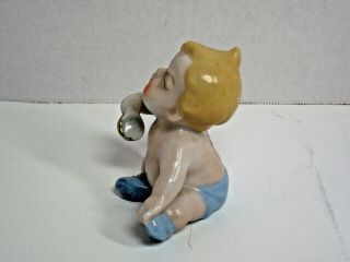 Vintage - Japan - ceramic Kewpie figurine blue diaper & booties,  safety pin 2
