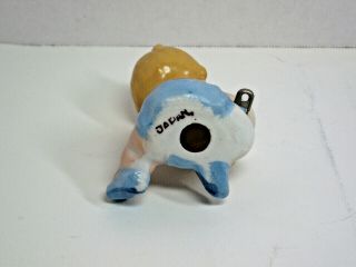 Vintage - Japan - ceramic Kewpie figurine blue diaper & booties,  safety pin 5