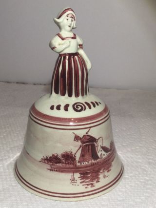 Vintage Royal Holland Gouda 4 3/4 Inch Bell,  Hand Painted,  No Chips