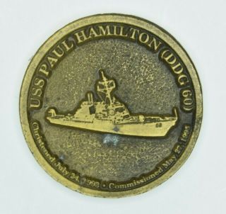 Authentic Vintage Uss Paul Hamilton U.  S.  Navy Challenge Coin Ddg - 60 Charleston