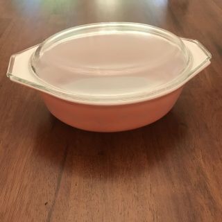 Vintage Pyrex Pink Daisy 645 Oval Casserole Dish 1 1/2 Qt With Lid