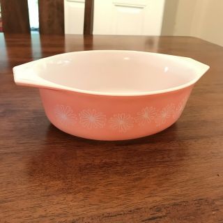 Vintage Pyrex Pink Daisy 645 Oval Casserole Dish 1 1/2 Qt With Lid 3