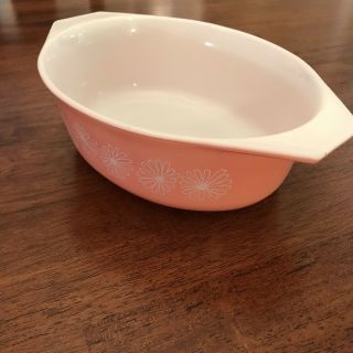 Vintage Pyrex Pink Daisy 645 Oval Casserole Dish 1 1/2 Qt With Lid 4