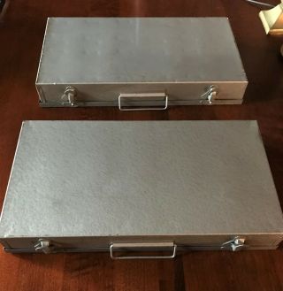 2 Vintage Metal Storage Trays Boxes for 2 
