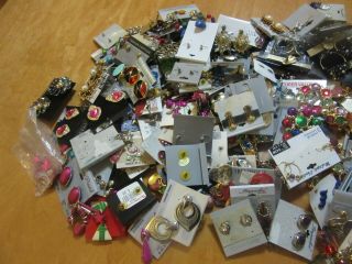 250 Pairs Of Vintage Retro Style Earrings Pierced & Clip On 4