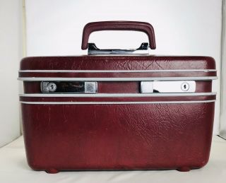 Vintage Samsonite Profile Hard Shell Train Case - Burgundy.  Low Bid -