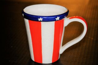 Vintage Patriotic Red White & Blue Stars And Strips Large Coffee Mug Tea Cup