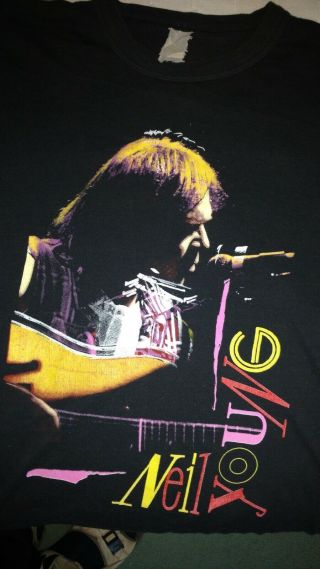 Neil Young T Shirt - 1987 European Tour With Crazy Horse - Vintage T Shirt