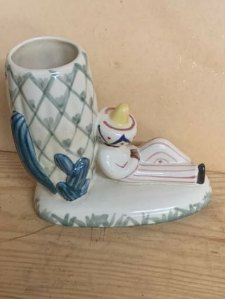 Vintage Abingdon Pottery Sleeping Siesta Mexican & Cactus Planter Vase 7” Mcm