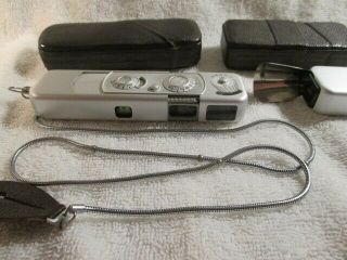 Minox B Spy Camera And Flash Gun With Leather Cases,  Box,  Chain And Papers