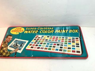 Vintage Jon Gnagy’s Colossal Water Color Paint Box Tin Litho England Art
