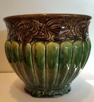 Vintage Weller Art Pottery Majolica Vase Jardiniere Pot 9.  5 " X 8.  5 "