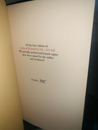Chapterhouse: Dune by Frank Herbert - Signed limited 1st edition w/ slipcase 6