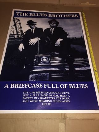 Vintage The Blues Brothers Poster 33”x24” A Briefcase Full Of Blues Made In Eec