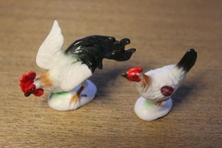 Vintage Japan Miniature Chicken And Rooster Figurines Bone China