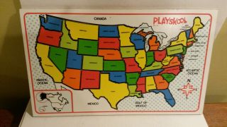 Playskool U.  S.  United States 770 Htf Vintage Wooden Puzzle Continental Peek