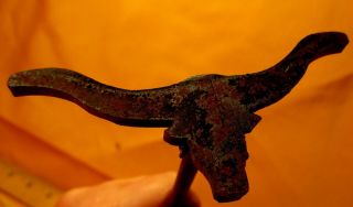 Heavy Thick Vintage 10 " Longhorn Branding Iron For Wood Steak Or Leather