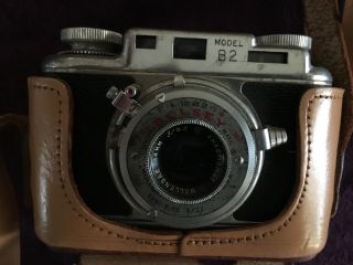 Bolsey B2 Vintage Rangefinder Film Camera,  W Box,  Leather Case,  Instructions.