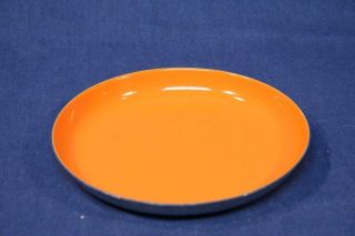 Vintage Cathrine Holm Norway Orange Enameled Stainless - Steel 5” Round Tray Plate