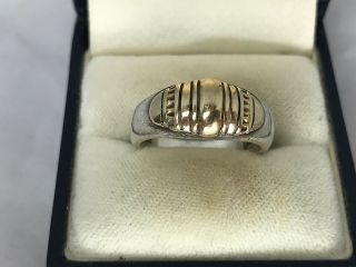 Vintage Sterling Silver & 18ct Gold Ring Size L