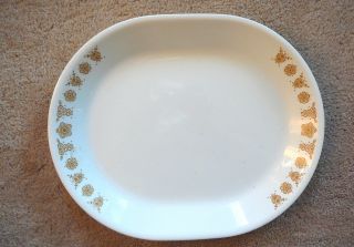 Corelle Corning Vintage Gold Butterfly Oval Serving Platter 12 - 1/4 " X 10 " Euc