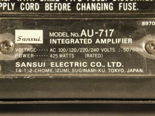 SANSUI AU - 717 INTEGRATED AMPLIFIER AMP VERY 12