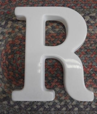White Plastic 12 " Hanging Letter R Store Sign Spell - Out Alphabet Capital Vintage