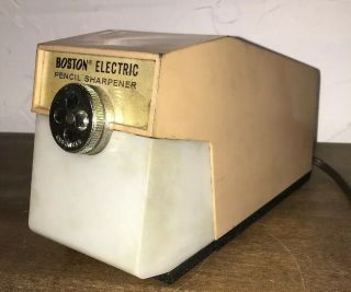 Vintage Tan Boston Model 41 Electric Pencil Sharpener W/ Cover.  Retro Home