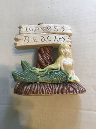 Vintage Ceramic Topless Mermaid Sitting Fish Tank / Aquarium Decoration
